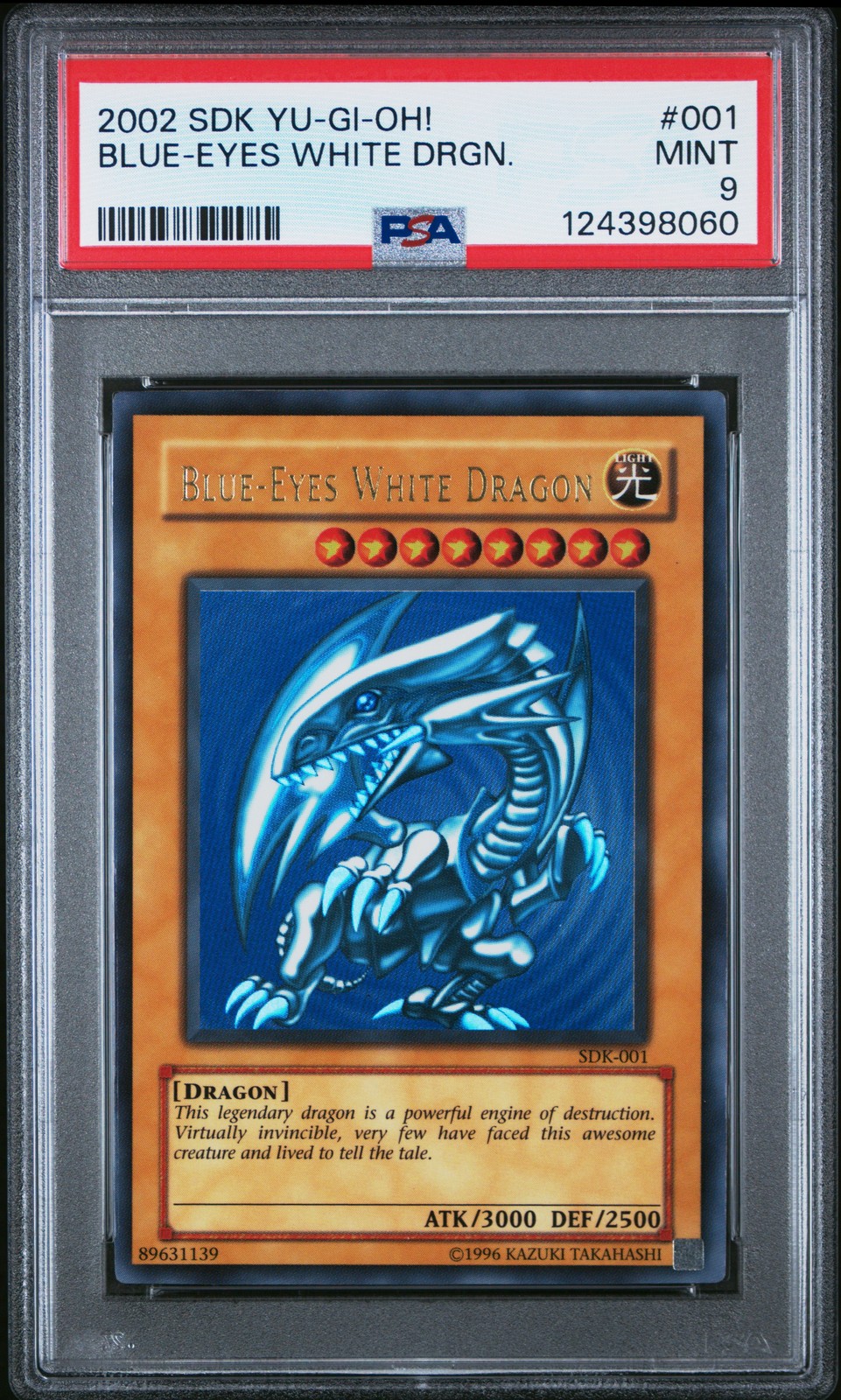 2002 YU-GI-OH! STARTER DECK: KAIBA #001 BLUE-EYES WHITE DRAGON PSA 9