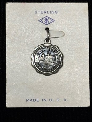Vintage Corn Palace South Dakota Sterlingsilber Souvenir Charm Anhänger Neu aus altem Lagerbestand USA