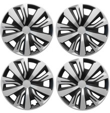 15 POLLICI In Argento Nero / 4x PREMIUM DESIGN Coprimozzi Copricerchi "ABI"