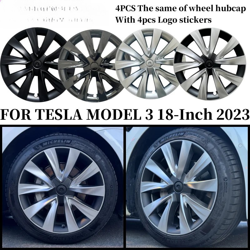 4PCS 18 Inch HubCap Performance Wheel Cap Automobile for Tesla Model 3 2018-2023