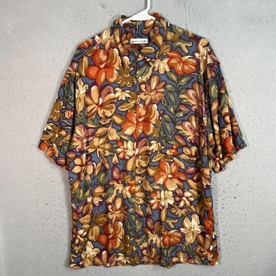 Pierre Cardin Mens Size Large Floral Short Sleeve Shirt 100% Rayon
