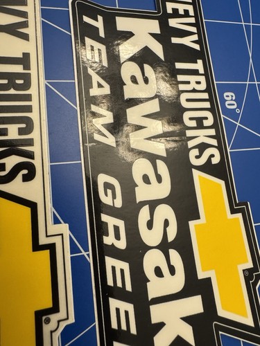 Lot 2 KAWASAKI & Chevy Trucks Races Motorcycle Racing RARE Promo Glossy STICKER - Picture 5 of 9