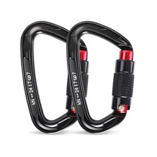 Screwgate Climbing Carabiner Clips with an Auto Locking Heavy Duty Carabiner ...