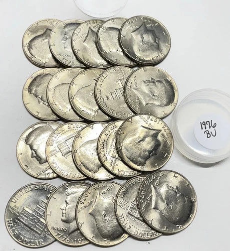 1976 P Kennedy Bicentennial Half Dollar Roll 20 BU Uncirculated Coins