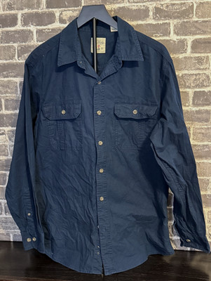 RedHead Brand Co Blue Button Up Shirt Men s Large Heavy Cotton Long Sleeve