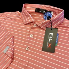 Camiseta polo a rayas RLX Ralph Lauren blanca pinta talla XL $110