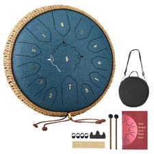 VEVOR 12 in Steel Tongue Drum 13-Note C Major Rain Drum Mallets for Meditation