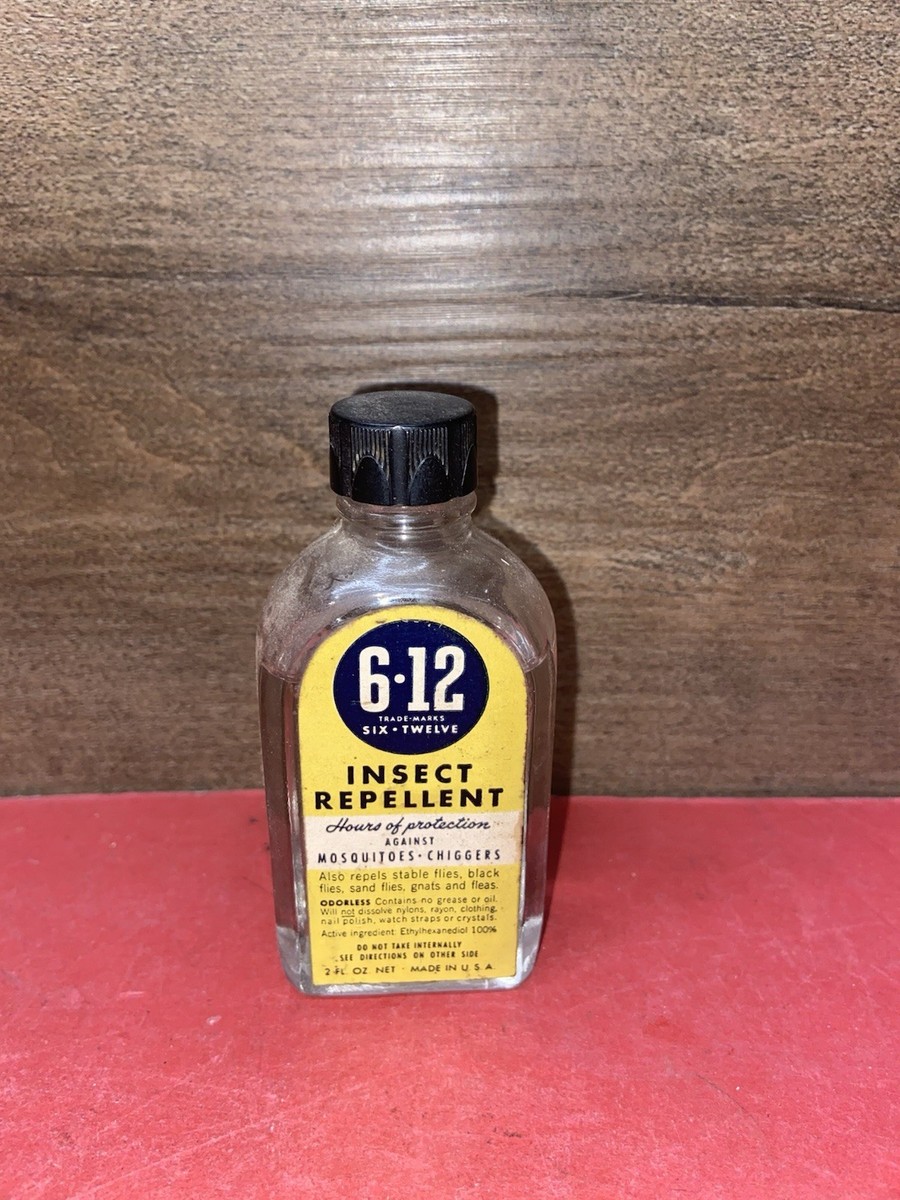 Vintage 6-12 Insect Repellent 3/4 Full Bottle Advertising Paper