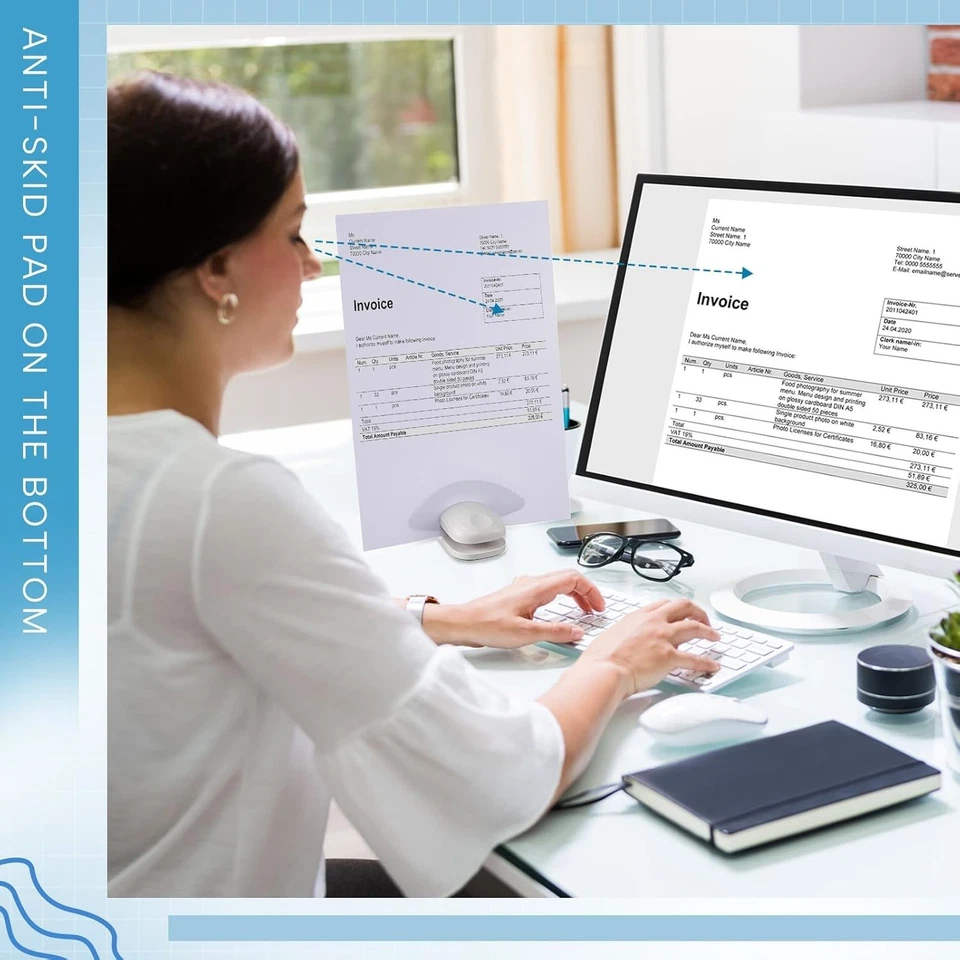 Paper Holder Stand for Documents Desk Clip Non-Slip 2 Pack White Office - Image 4 of 4