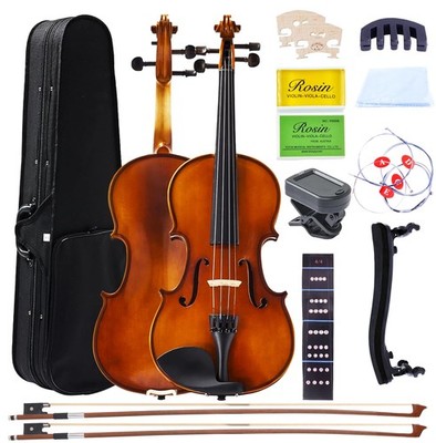 4/4 Acoustic Violin for Beginners, Full Size Solidwood Fiddle Set for and Adu...