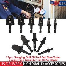 11pcs Swaging Drill Bit Tool Set Flare Tube Copper Pipe Expander for HVAC Repair