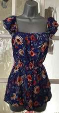 EN CREME BLUE FLORAL SHORTS PLAYSUIT   SMALL   #1362