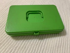 Vintage 1960's Green Plastic Box for Sewing Thread Spools, USA, Pre-Owned