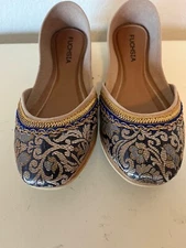 Fuchsia Brand Ballet Flats for Women/Girls embellished with gold and blue SZ-7