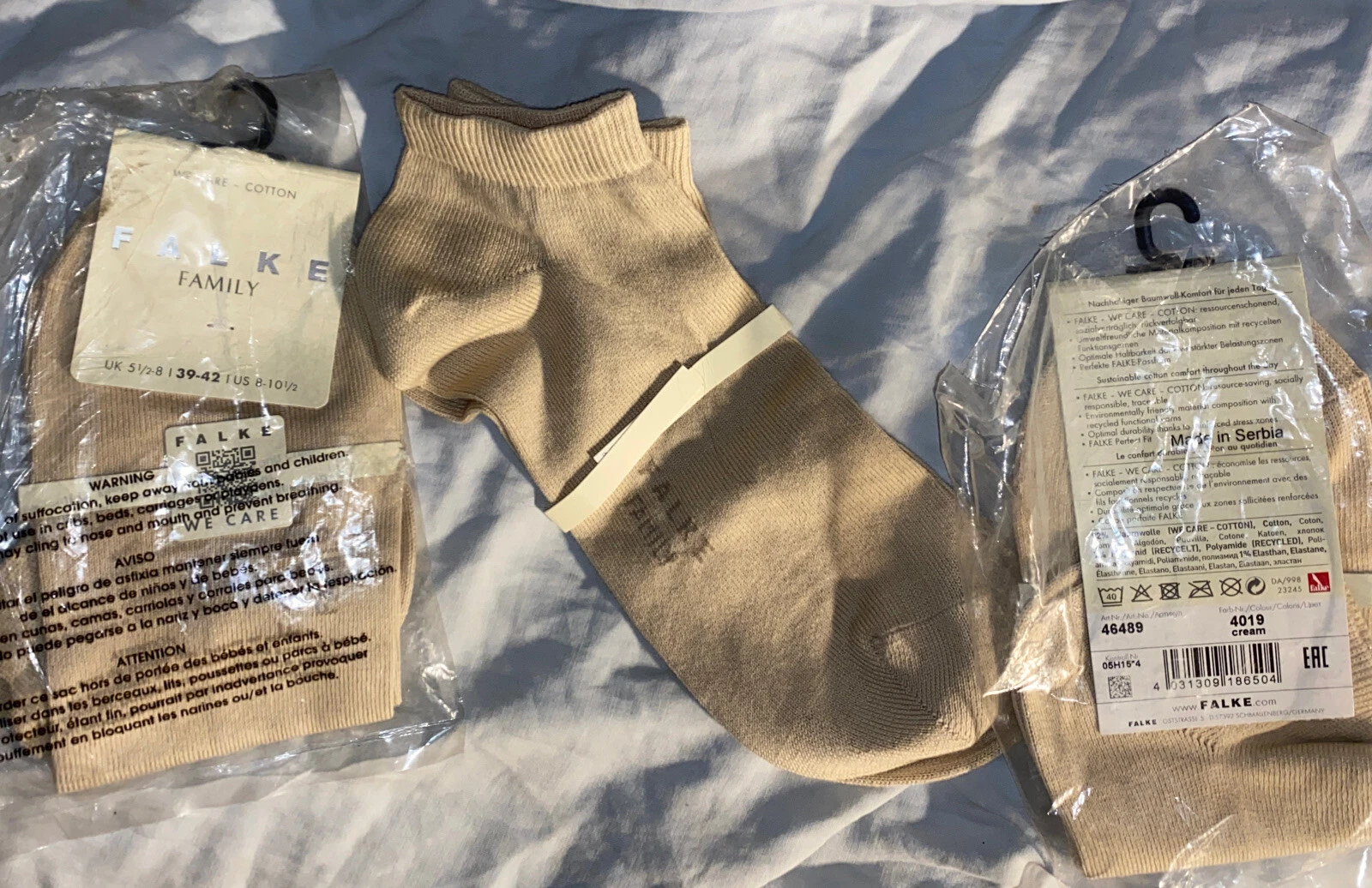 3 Pairs Falke Family 46489 Women Tan Ankle Socks Size 39-42 Wonderful Gift