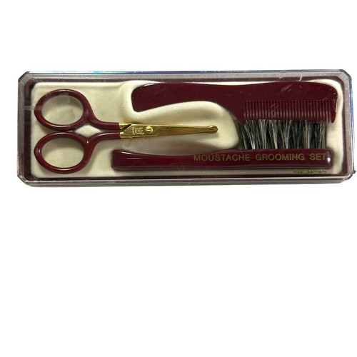Vintage 3 Piece Baby Grooming Kit Comb Brush Safety Scissors In Box Germany Rare