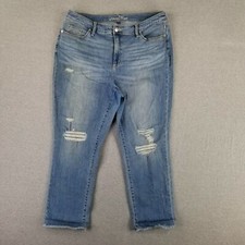 Universal Thread Size 18W High Rise Straight Crop Jeans Plus Stretch Distressed