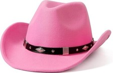 Light Pink Western Cowboy, Cowgirl Hat, Silver Diamond Band Unisex Rodeo Hat