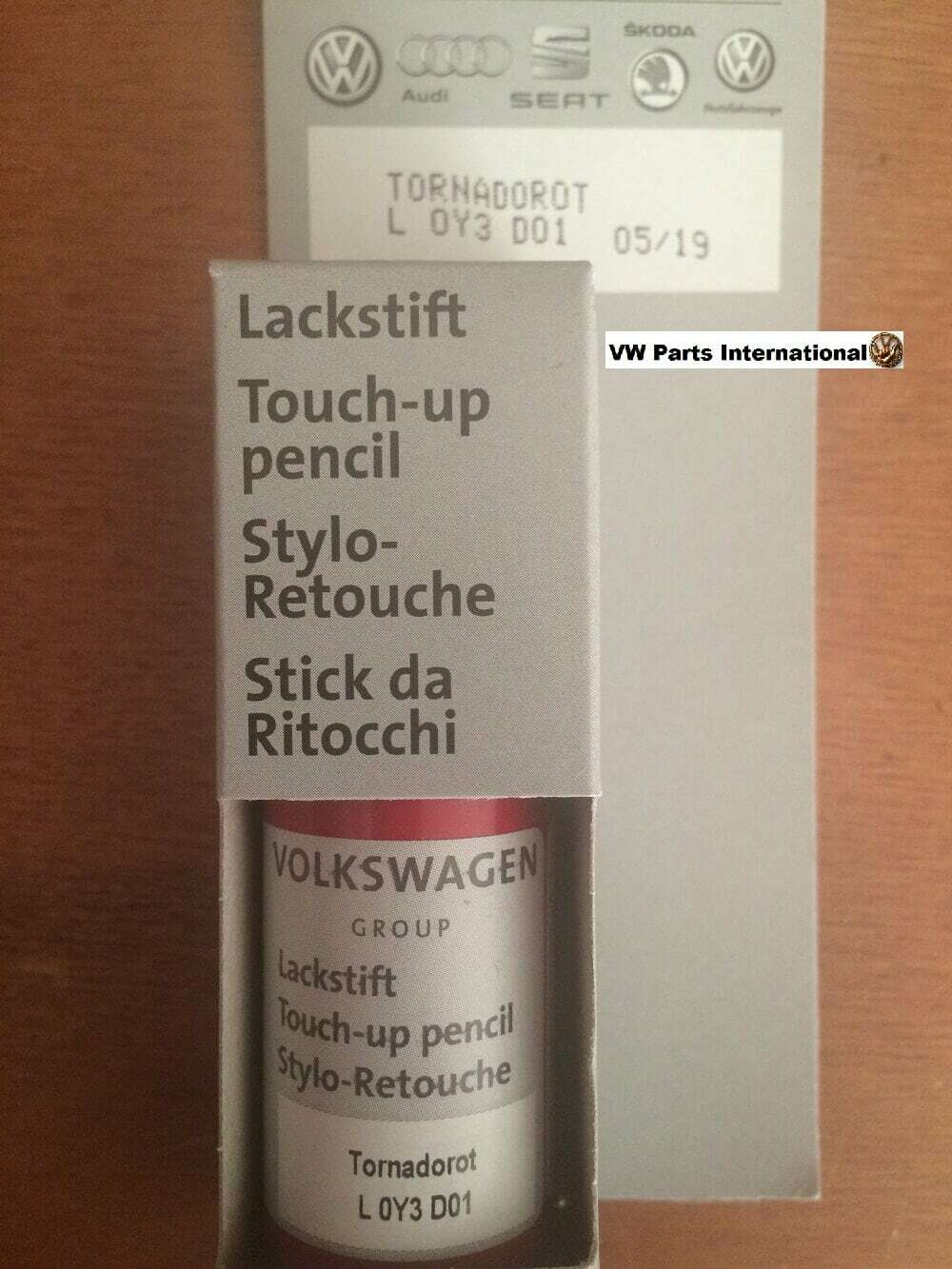 Tornado Red LY3D Genuine VW Touch Up Paint Audi Seat Skoda Scratch Chip