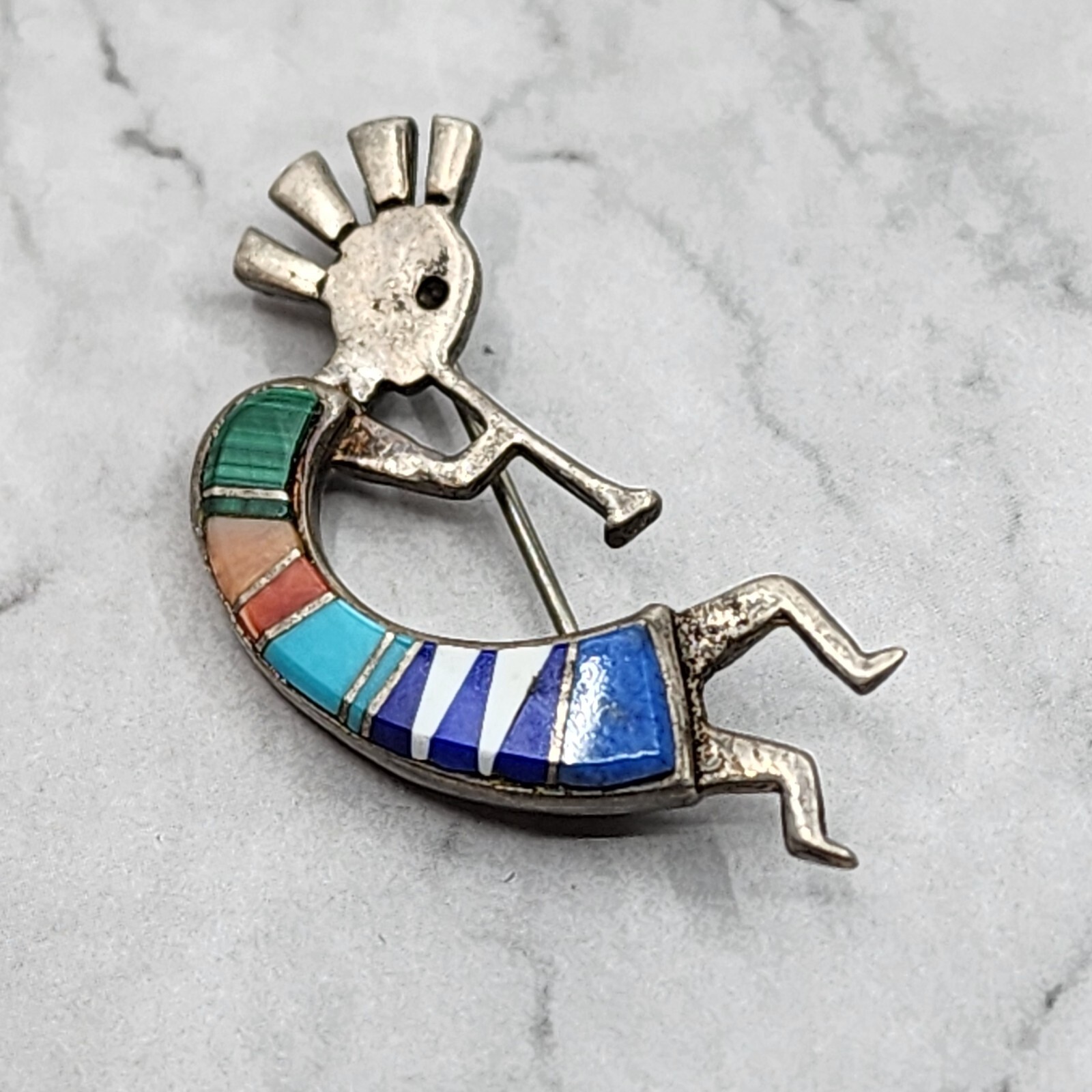 Signed Vintage Native Sterling Silver Multi Stone… - image 2