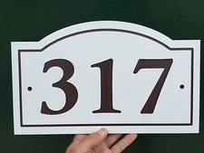 Arched House Number Sign  Address Plaque White/Brown 1/4" King ColorCore