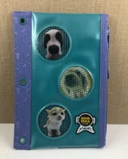 Hana Deka Club Zippered Pencil Pouch Case, 3 Ring Binder Rivets, Blue Purple