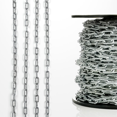 Produktbild von Alpha-Stahl Stahlkette Als Meterware – Verzinkt, Langgliedrig, 2x22x8 Mm, Verschweißt Nach DIN 763, Mit 25 Kg Arbeitslast Und 200 Kg Bruchlast, Länge Wählbar (3/5/25 M)