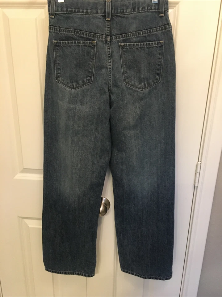 复古 Mossimo 牛仔裤男孩 14 直筒棉混纺牛仔中号水洗二手状况完好! — 第 4/4 张图片