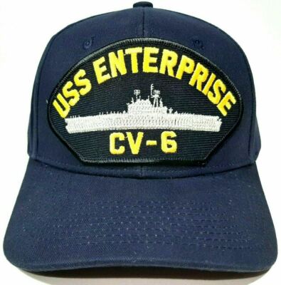 US Navy USS Enterprise CV-6 Men's Cap Hat  Navy Blue Strapback