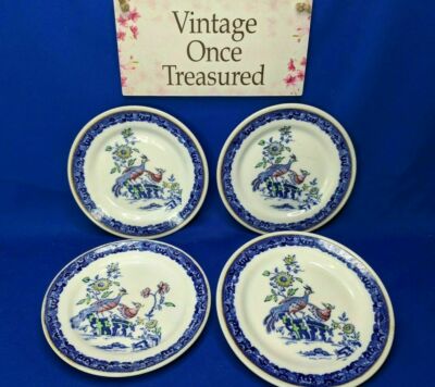 4 x ASIATISCHE FASANE / ORIENTALISCHE VÖGEL Beilagenteller * 30er Jahre Royal Worcester GC