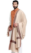 Men's Woven Border Woolen Lohi Shawl Stole Scarf