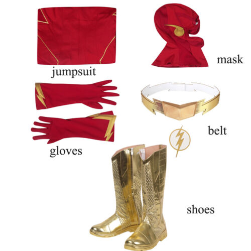 The Flash SE8 Cosplay Bodysuit Costume Barry Allen Outfit Boots Mask Halloween - Picture 25 of 28