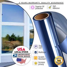 MODIGT Blue Window Privacy Film Bamboo Self-Adhesive Film Home Decorative