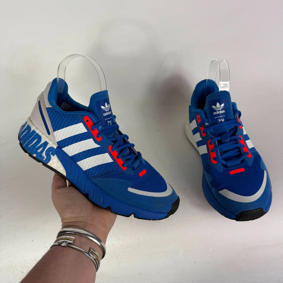 Adidas ZX 1K Boost Running Shoes Mens 7 Blue White Lace-Up 