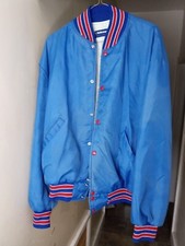 Vintage Large Blue Holloway Satin Snap Up Bomber Jacket-xl USA Made Varsity