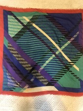 Vtg Specialty House Multi Color Purple Teal Scarf Square Wrap 31  Made In Italy