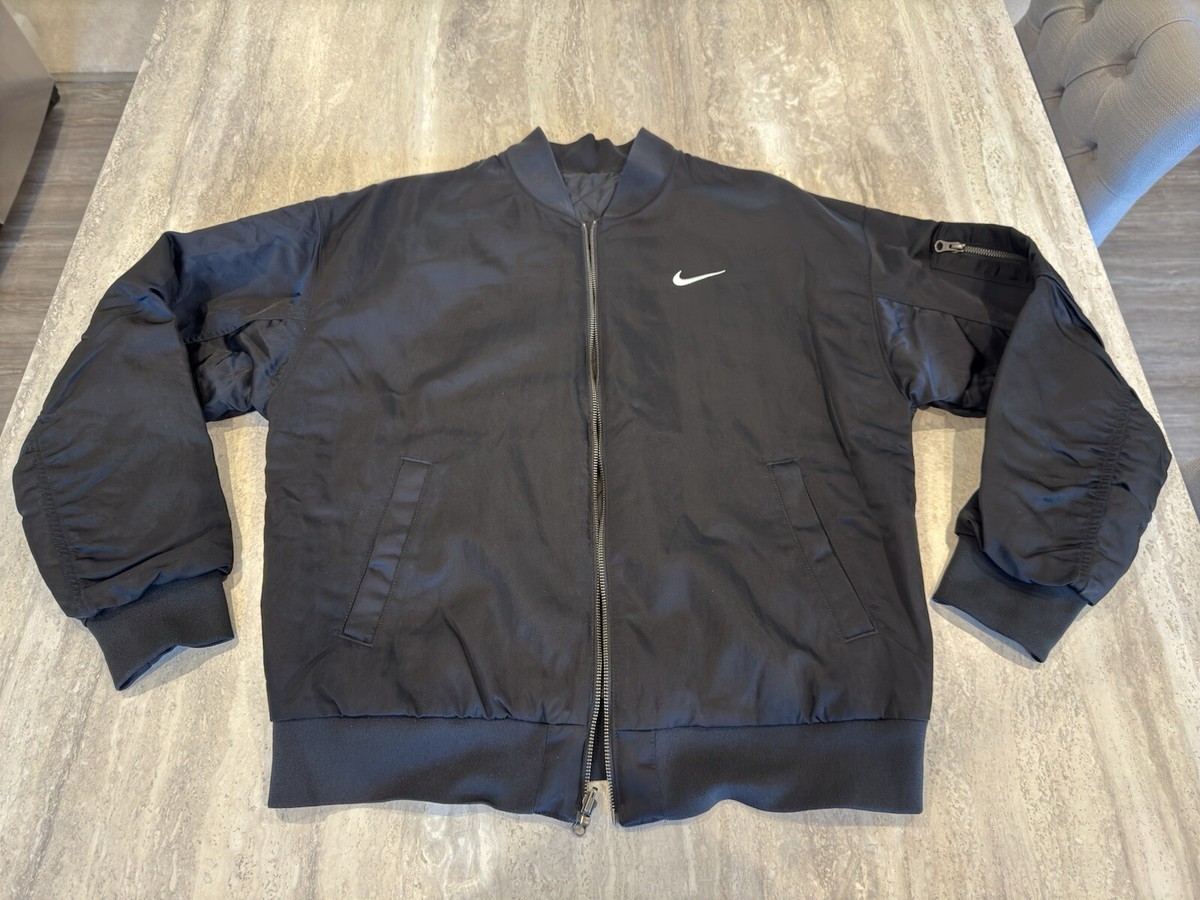 NIKE WOMENS NSW OVERSIZED BOMBER JACKET DV7876-100 BLACK SIZE M