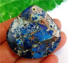 40x39x7mm Blue Sea Sediment Jasper Teardrop Pendant Bead AD67291