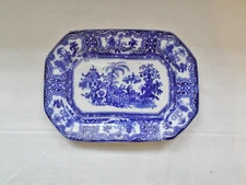 Kyber Flow Blue Platter Antique William Adams & Sons Ironstone England 10x7.5"