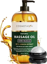 Cosmetasa Massage Oil for Sore Muscles with Roller Ball - Soothes Joints & Muscl