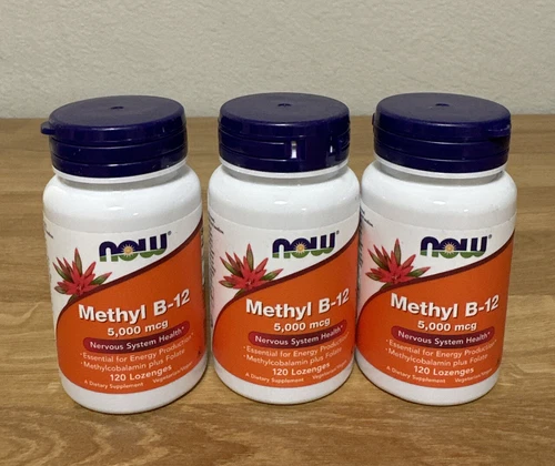 NOW FOODS Methyl B-12 5,000 mcg - 120 Lozenges EXP 08/2025 Lot Of 3
