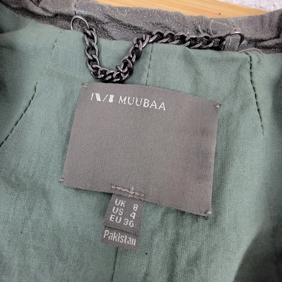 Blazer Traje Chaqueta Gris Blazer Muubaa Shaula Cuero Cabra Piedra Talla 4 EE. UU. Para Mujer Foto 4 de 4