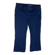 Betabrand Yoga Wide Leg Pull On Jeans Size Large S-Petite Dark Wash Blue A7