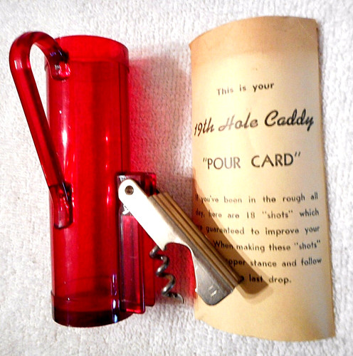 Shot Glass Jigger Corkscrew Bottle Opener 19th Hole Caddy Golfing Vintage