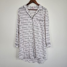 Victoria's Secret Spellout Button Up Night Sleep Shirt Women's Size Medium