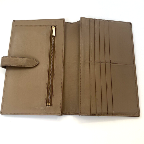 Celine Bifold Long Wallet Large Strap Leather Beige - Imagen 9 de 24