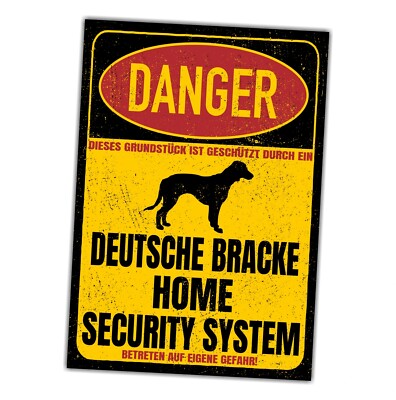Deutsche Bracke Dog Schild Danger Security System Türschild Hundeschild Warnschi