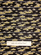 Taxi Cab Car Black Yellow Fabric By the Yard Cotton Timeless Treasures C9585