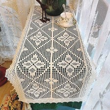 45x100 Vintage Hand Crochet Lace Table Runner Dresser Scarf Rectangle Doily Mat