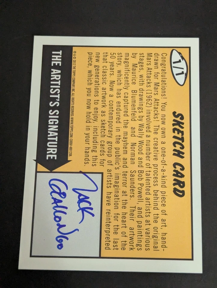 Tarjeta de boceto Topps Mars Attacks 2012 1/1 — Foto 2 de 2